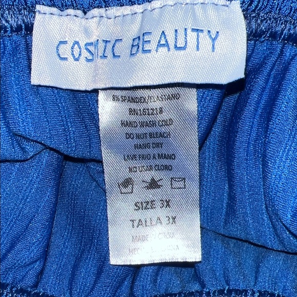 Elegant Blue Strapless Jumpsuit Plus Size 3X - Picture 3 of 12